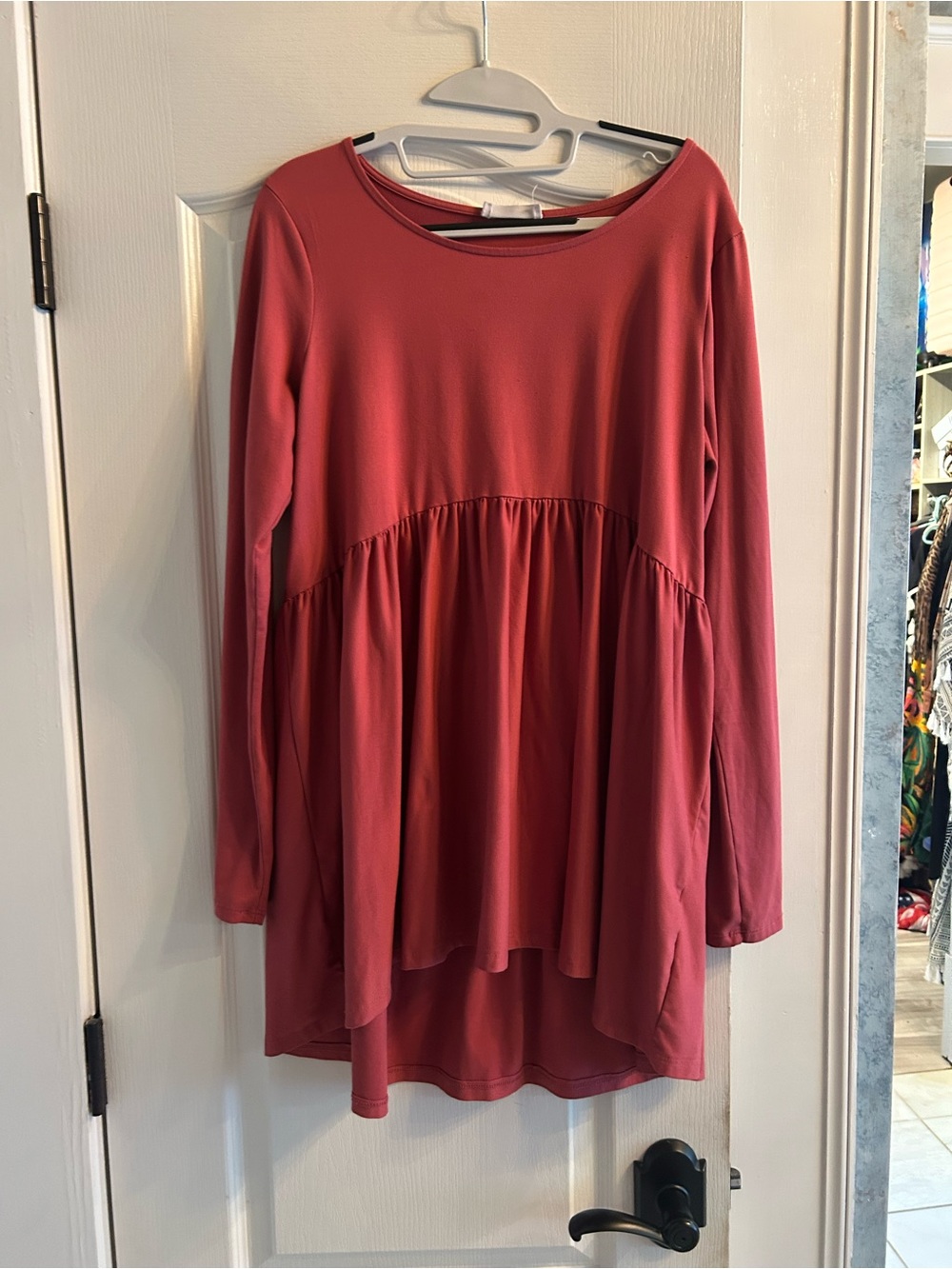 Zenana  Long Sleeve Peplum Tunic - Rose